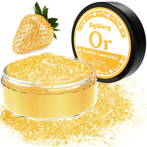 Paillettes Comestibles, 15g Colorant Alimentaire Poudre Alimentaires pour Un Cocktail, Paillettes À Boire pour Liqueur, Vin, Champagne D'halloween-Or