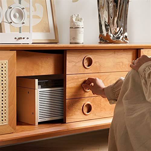 ARINAL TV Cabinet Rattan TV Cabinet Living Room Modern Entertainment Media Center Console with Rattan Sliding Doors, Hidden Drawers Entertainment Center - Image 5