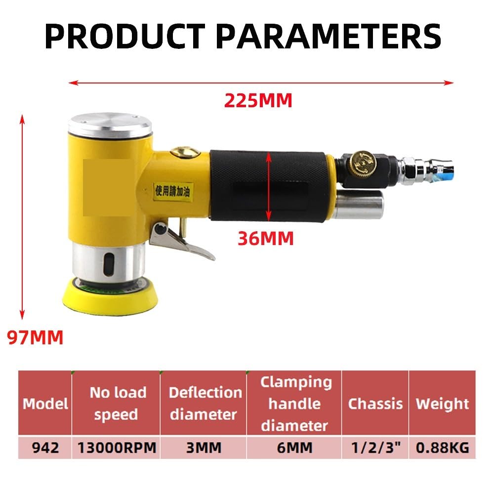 Orbit Air Sander Mini Pneumatyczny 1"/2"/3" Zestaw Szlifierek Do Polerowania Samochodów Polerka Pneumatyczna o Wysokiej Prędkości na różnych powierzchniach(Single-1 chassis)