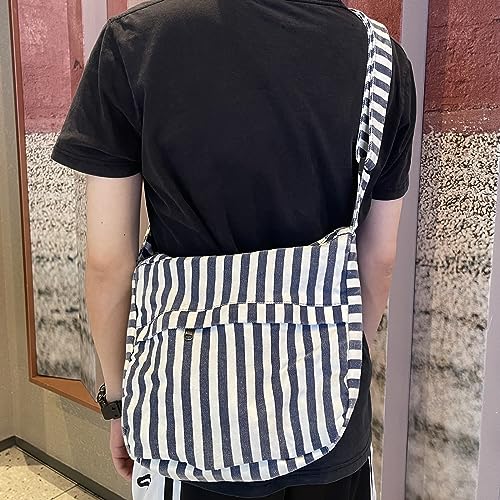 Image of Canvas Casual Messenger Bag Hobo Crossbody Bag Canvas Shouder Tote Handbag for Women and Men
