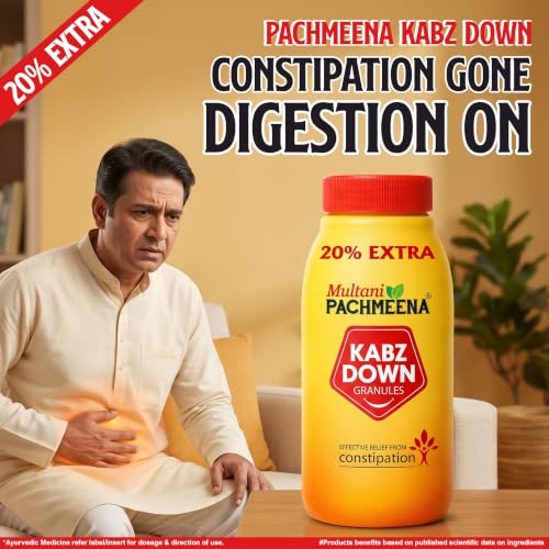 Image of Multani Pachmeena Kabz Down Granules | Ayurvedic Constipation Relief Medicine | For Digestive Issue, Stomach-Ache & Flatulence | Acidity, Gas & Bloating | Promotes Healthy Bowel Movement | 120 Gm