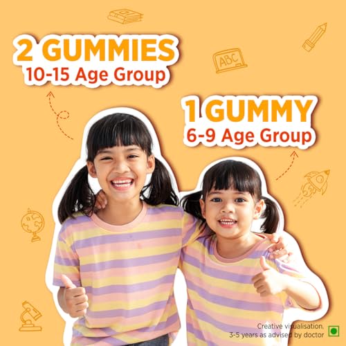 Image of Centrum Kids- Multivitamin Gummies for Kids | Non-Habit Forming | With Zinc, Vitamin B, C, D for Overall Growth, Healthy Digestion, Eye Health, Immunity | Tasty Orange Flavour | Veg - 50 gummies