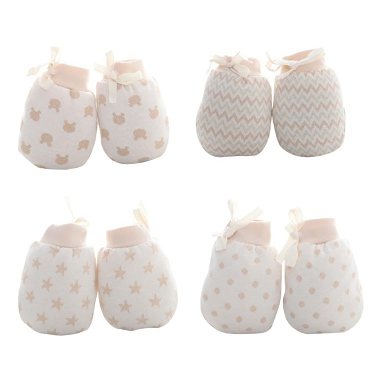 Healeved 4 Pairs -scratch Gloves Winter Warm Mittens Newborn No Scratch Mittens