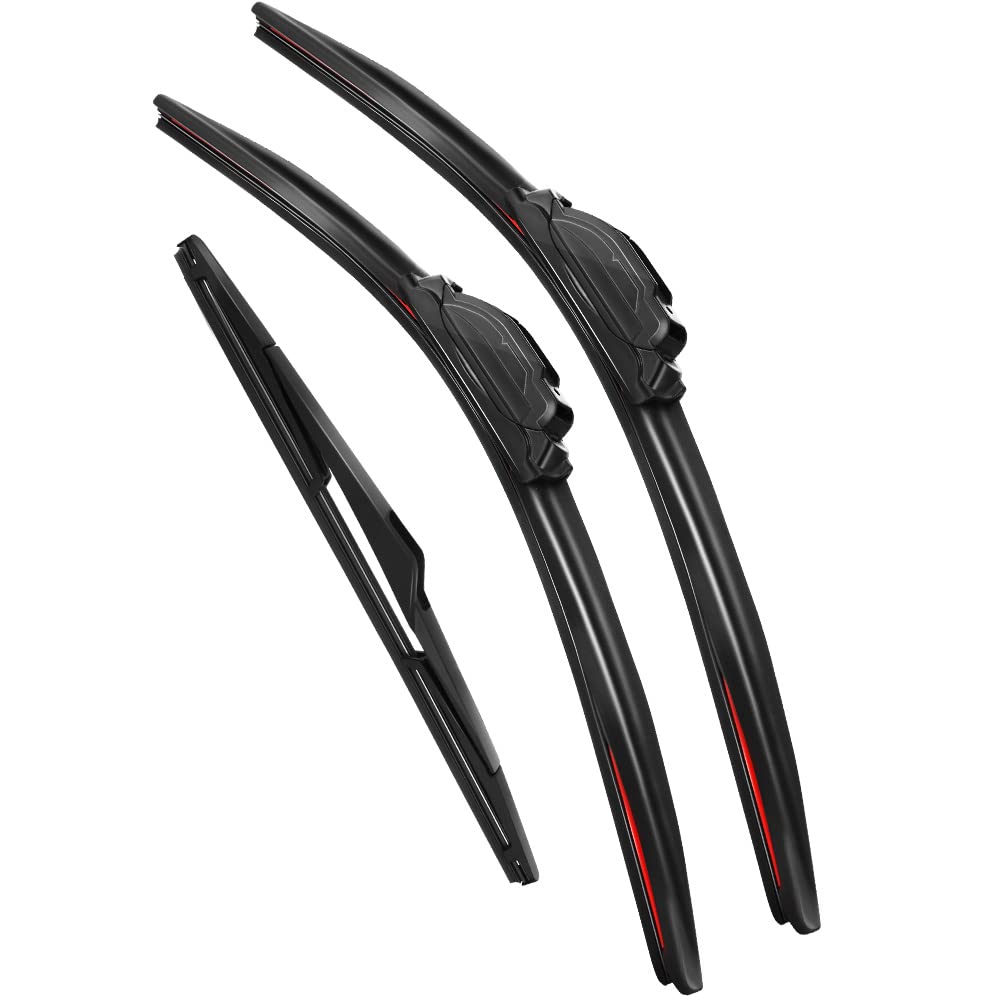 2011-2016 Kia Sportage Windshield Wipers, High Performance Wiper Blades 24'' 18'' & Rear Wiper Blade 12'' Easy Install Clear Automotive Replacement Windshield Wiper Blades (Set of 3)