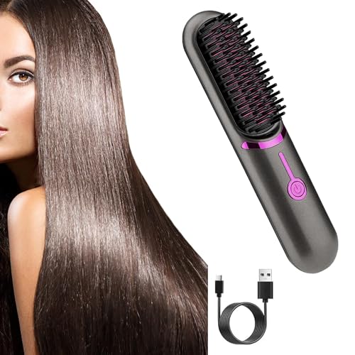 Plancha de pelo sin cable, calentamiento rápido, seguridad antiquemaduras, apagado automático con cargador tipo C para peluquerías, hogares y salones de peluquería