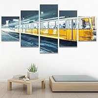 SIGNWIN 5 Panel Canvas Wall Art Modern Art Cars Edgy Industrial Mixed Media Multicolor Transportation for Home Decorations Ready to Hang - 60