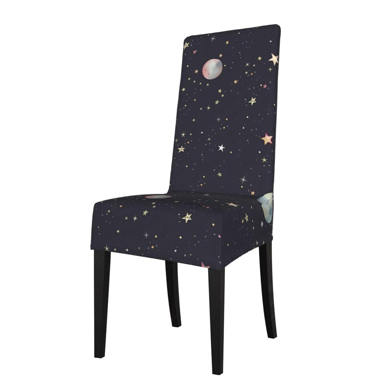 YYHWHJDE Galaxy Prints Dining Chair Throw Covers – Stretchy & Wrinkle-Resistant Protector for Most Kitchen Chairs – Quick Refresh for Old Furniture