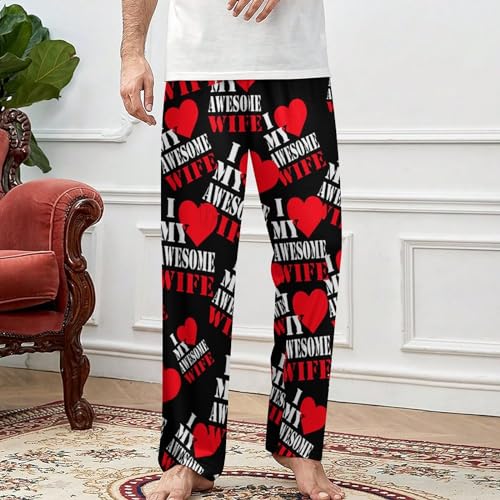I Love My Awesome Wife Soft Pajama Pants Sleepwear Bottoms Casual Sleep Lounge Pant Straight Trouser for Men Women 5