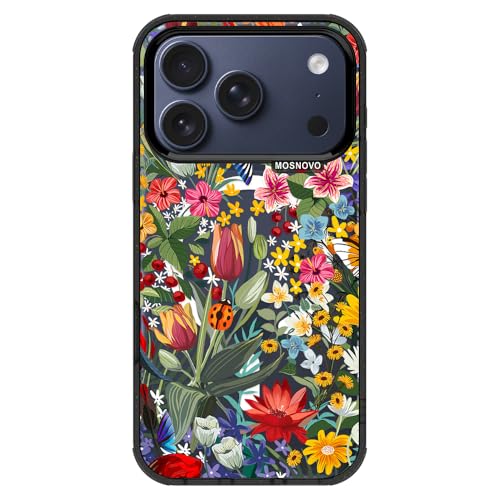 Coque pour iPhone 17 Pro MOSNOVO transparent noir motif jardin avec MagSafe