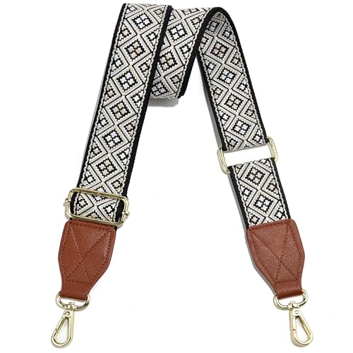 Image of Purse Strap,1.5 inch Leather End Shoulder Strap Adjustable Replacement,Retro Multi-Pattern Crossbody Bag Straps