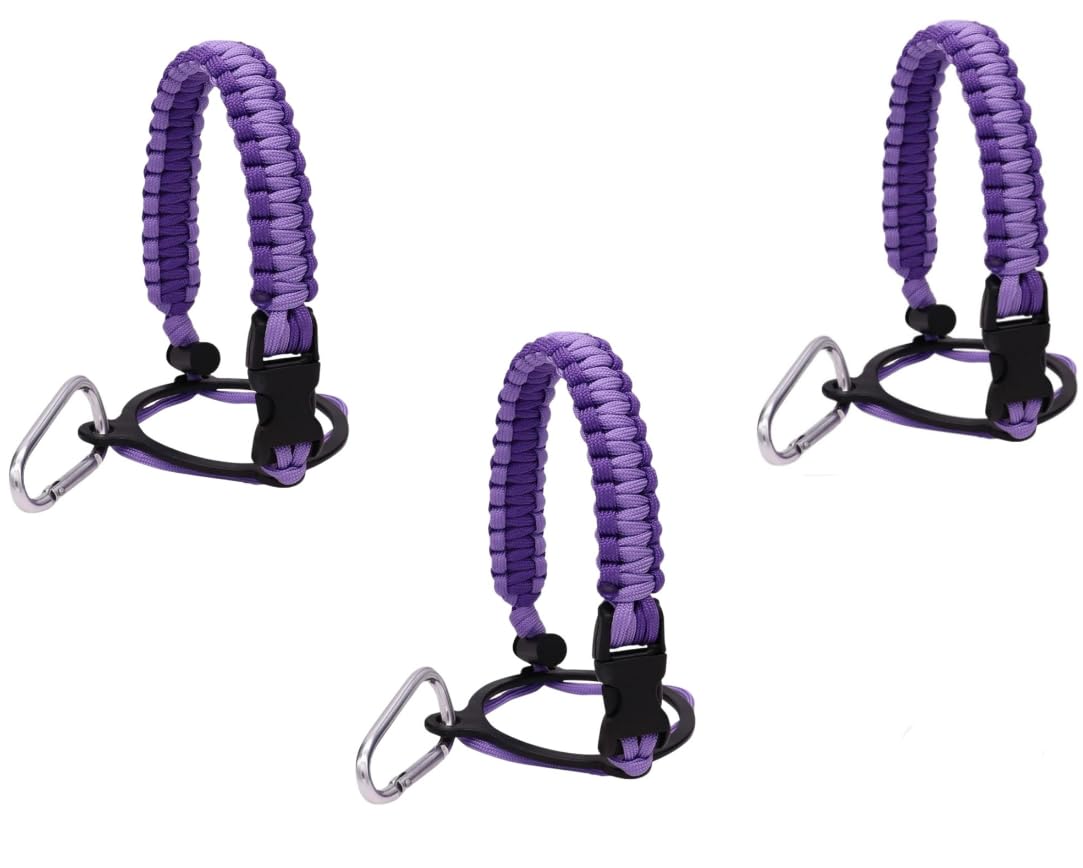 Opemg Black 3 Pcs Water Bottle Handle Strap For Outdoor Camping Water Bottle Strap Paracord Handle With Safety Paracord Handle Carabiner Lanyard,Water Accessories