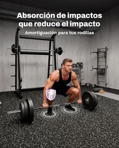 Miniatura 3 de Airhop 60x60x1,4cm Tapete De Equipamiento De Ejercicio Mejorado Con Superficie De Goma Robusta Y Extra Grueso, Tapete De Protección De Suelo En Rompecabezas Para Gimnasio Y Casa, Tapete De Fitness