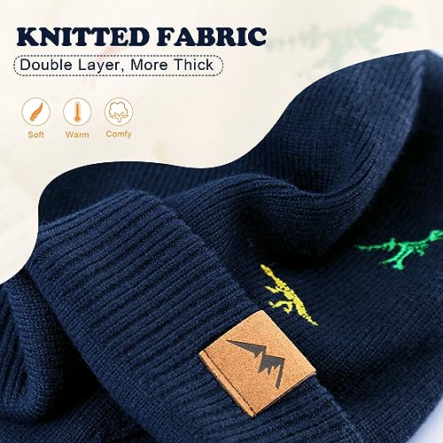 Image of XIAOHAWANG Knit Toddler Beanies Girls Boys Cute Kids Winter Hat Infant Dinosaur Baby Beanie Hats