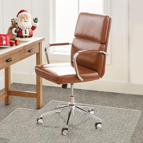 Office Chair Mat Carpet Protector: 36' x 48' Plastic Heavy Duty Computer Desk Mats with Lip for Low Flat and No Pile Carpeted Floor - Clear Rug Pad for Rolling Chairs Work Home Gaming Convex Shape