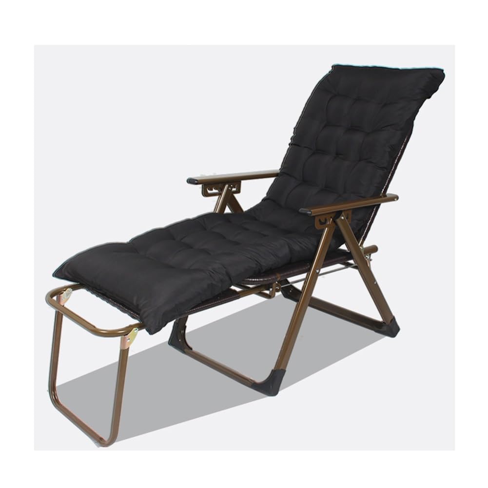 Chaise longue en rotin marron pliable et inclinable avec coussin confortable