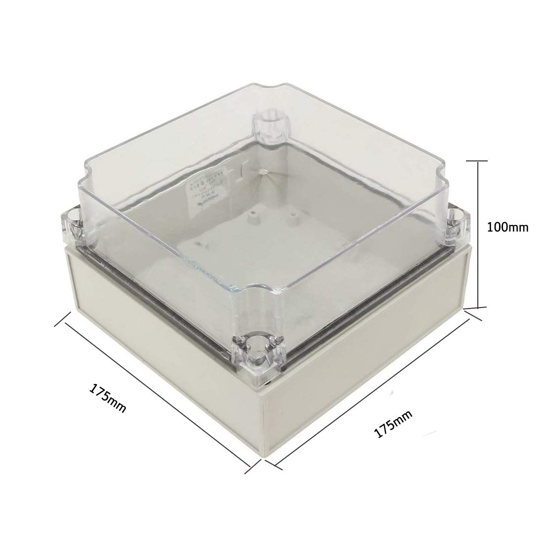 YXQ 175 x 175 x 100mm Square Junction Box PC Transparent Cover ABS IP66 Waterproof Project Case Enclosure (7 x 7 x 4 inches)