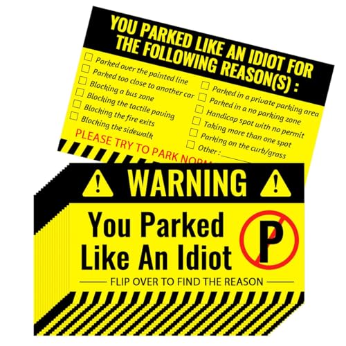 WUSJCOF 50x Multa Divertida para Malos Aparcadores – Tickets de Broma & Artículo de Humor para Conductores – Resistente al Clima y de Alta Calidad (Regalo Original)