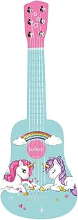 Lexibook Primera Guitarra de Madera Unicornio 6 Cuerdas, 53 cm, guía incluida, Rosa/Azul, Color (K205UNI)