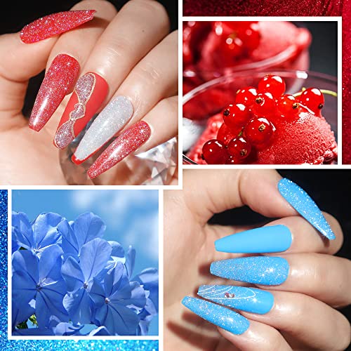 MIZHSE Reflective Glitter Gel Top Coat Nail Polish 1 Pcs, No Wipe Top Coat Quick Dry Shine Finish Soak Off UV Home Salon Manicure