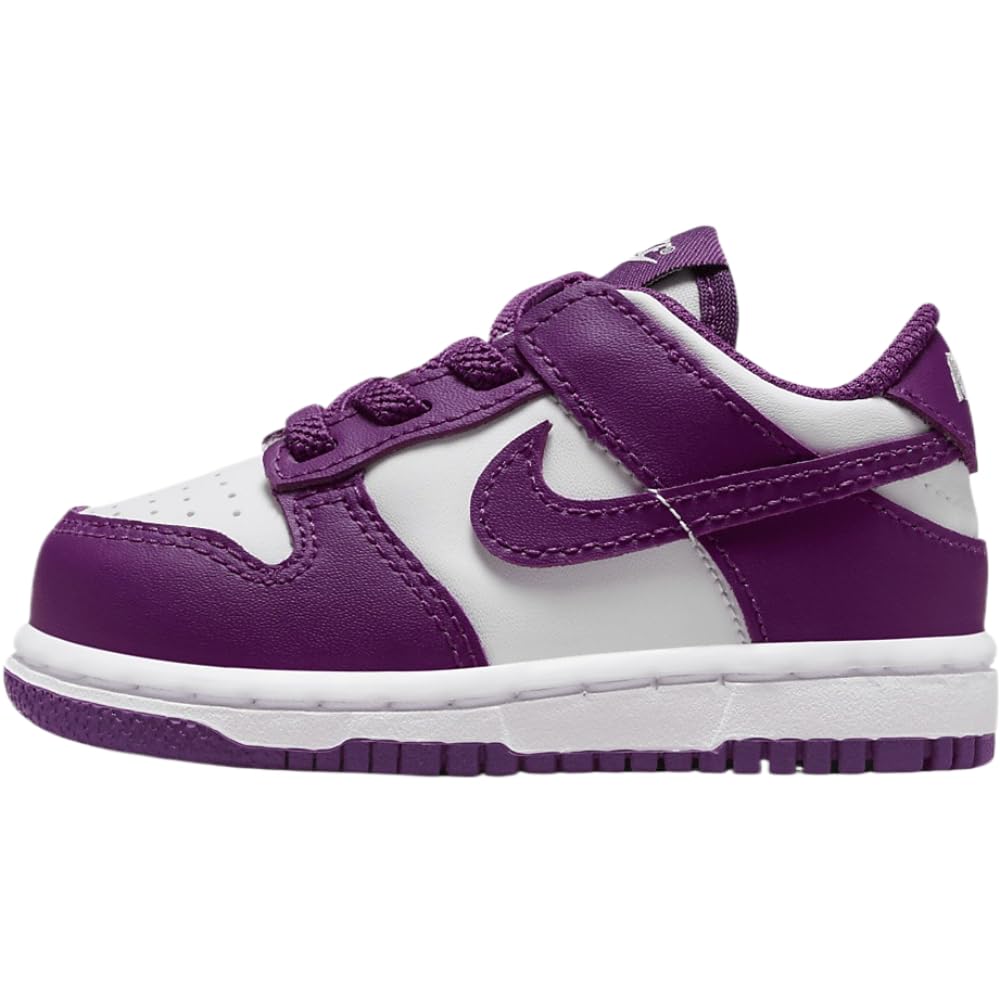 Nike Dunk Low Baby/Toddler Shoes (FB9107-110, White/White/Viotech) Size 9