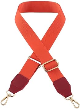 Wide Purse Strap Adjustable Bag Straps Replacement Crossbody Shoulder Strap for Sling Purses & Handbags Silver Clasp Orange
