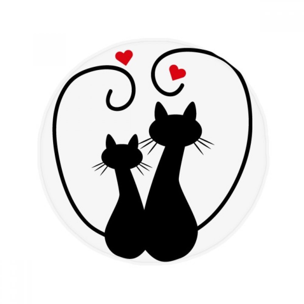 Tapis rond chat amoureux 80cm pour décorer votre salon et salle de bain