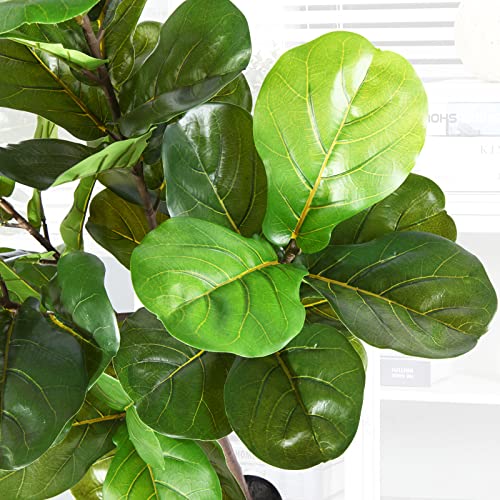 Mosade Artificial Fiddle Leaf Fig Tree 50" Fake Potted Ficus Lyrata Plant With Handmade Seagrass Basket, Perfect Faux Plants Home Décor For Indoor Outdoor Office Porch Balcony Bedroom Bathroom Gift #TOP2