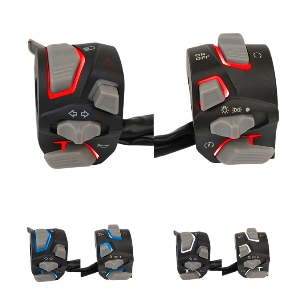 Pulsante interruttore manubri Interruttore Universale Per Manubrio Moto Da 7/8'' 22 Mm, Spia Di Avvertimento, Lampeggiante, Clacson, Pulsante Avviamento E Spegnimento Con LED