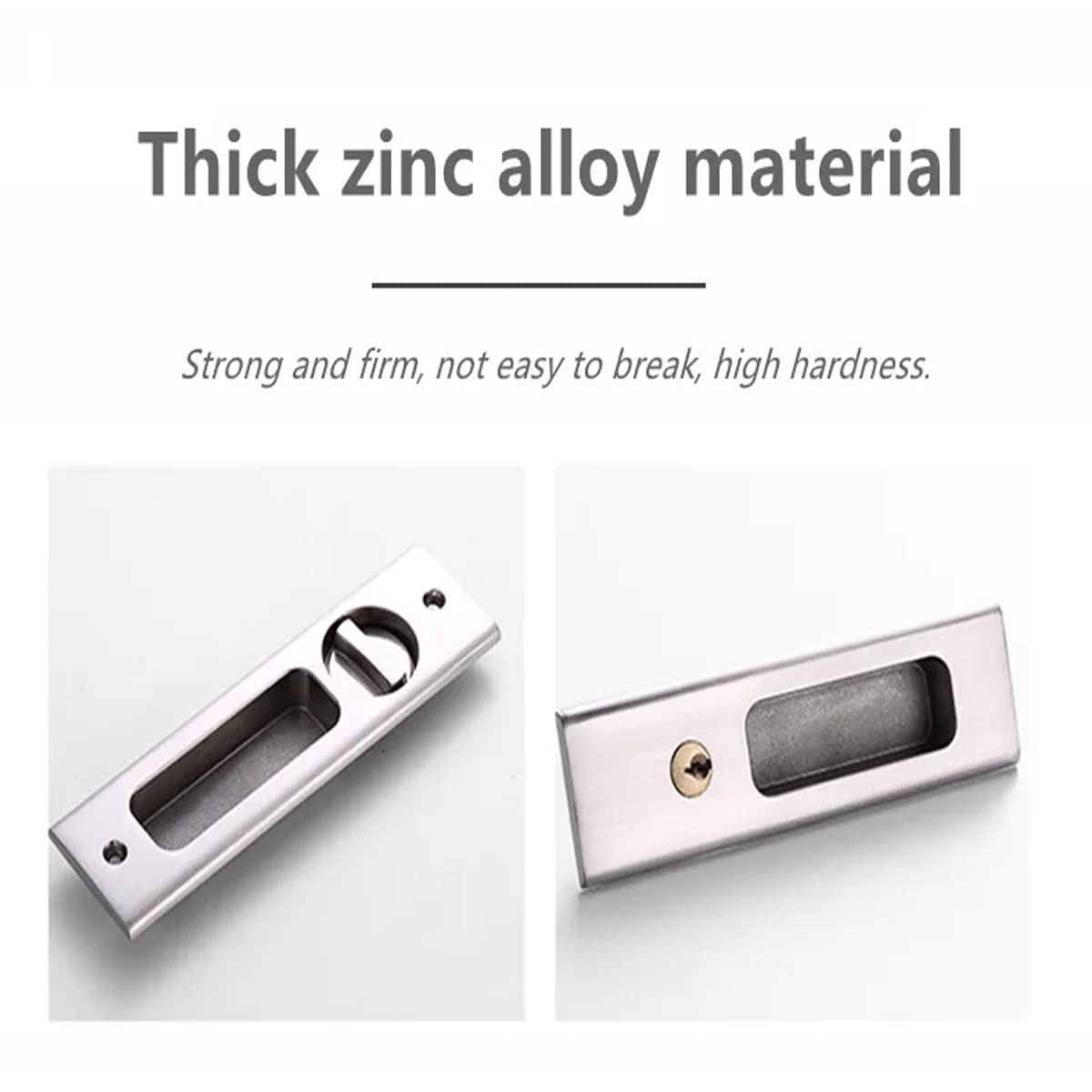 VICTAC Sliding Door Lock with Recessed Handle in Brushed Steel Finish with 3 Keys Interior Wood Pocket Door Lock Furniture Hardware — Amazon image 3