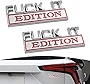 2PCS Car Emblem Fuck-IT Edition, 3D Letters Metal Material Car Decals, Trunk Emblem Decals Replacement, Side Fender Rear, Unversal of All Car Models (Silver-Red)