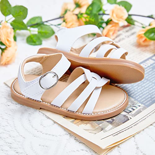 Image of THEE BRON White Flower Girl Wedding Princess Sandals Toddler /Little Girl(2210,White /10M)