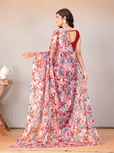 Image of Garden Vareli Floral Print Chiffon Saree