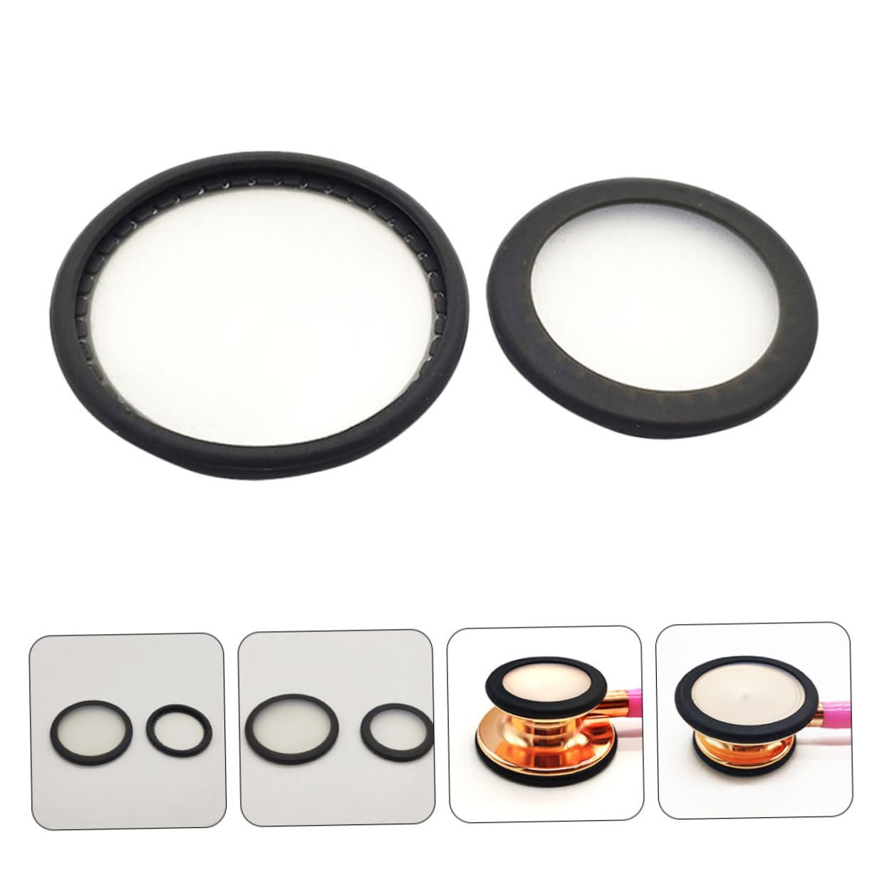 8 Sätze Stethoskopmembran Glocke Für Zubehör Teile -zwerchfellersatz Kardiologie Ersatzmembran Für -membranabdeckung Black Pvc