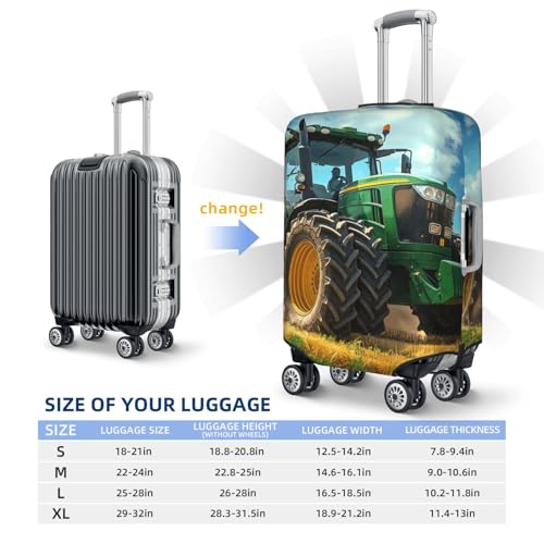 Green Tractor Field Print Luggage Cover For Suitcase,Washable Elastic Travel Suitcase Protector With Zipper Closure And Bottom Buckle – Fits 18-32" Luggage-Large4