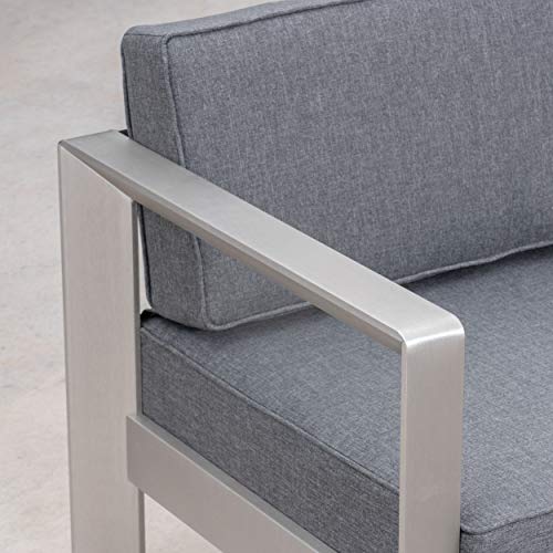 Christopher Knight Home Booth Outdoor Aluminum Club Chairs, Silver (Set Of 4), Sliver/Gray #TOP4