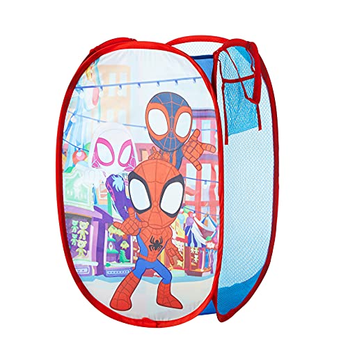 Image of Disney Jr. Spidey and His Amazing Friends Pop Up Storage and Laundry Hamper, 21" H x 13.5" W X 13.5" L