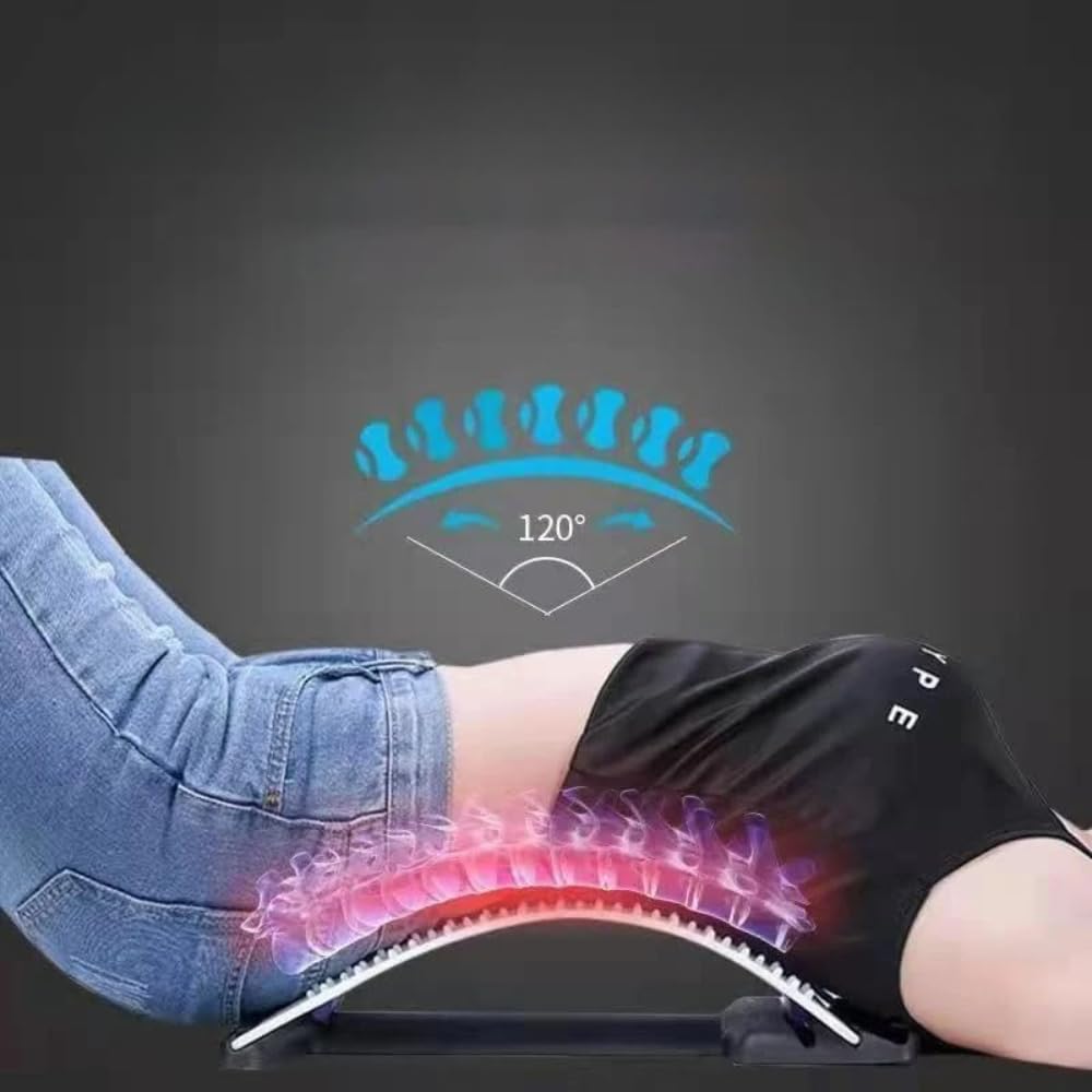 Civière Lombaire De Massage Par Acupuncture Et Thérapie Magnétique, Correcteur De Posture Et Support Lombaire, Appareil d’Étirement Du Dos 3 Niveaux (Bleu)