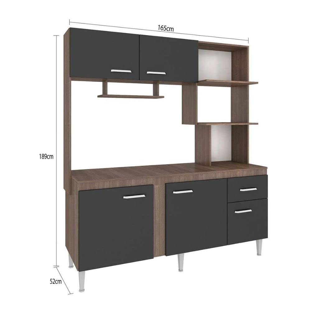 Cozinha Compacta Fellicci Sevilha CC46 Teka/Grafite | Amazon.com.br