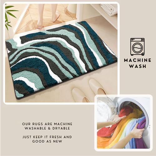 Image of Luxe Home Super Soft Canada MultiWaves Bath Mat Non-Slip Machine Washable Bathroom Mat for Home, Bedroom and Living Room (40x60 cm) - Pack of 1