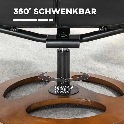 HOMCOM Relaxsessel mit Hocker, Fernsehsessel, Polstersessel, TV Sessel mit Liegefunktion, 130° neigbar, für Wohnzimmer, Freizeitraum, Kunstleder Schwarz, 77 x 89 x 110 cm – Bild 7