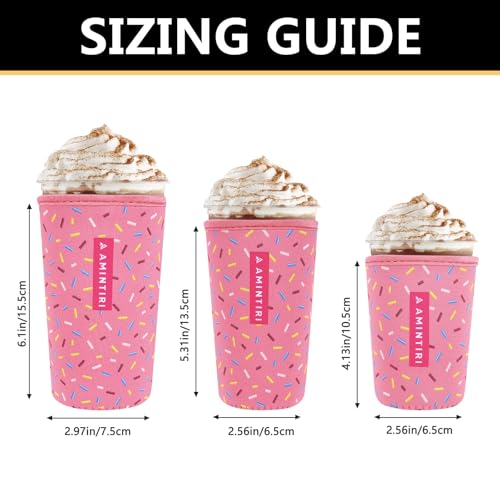 Image of 3 Pack Reusable Sleeve for Iced Coffee Cup, Coffee Neoprene Sleeve for Iced&Hot Drinks, Coffee Sleeve Compatible with Starbucks, Dunkin Coffee Cup. (Sweet Candy)
