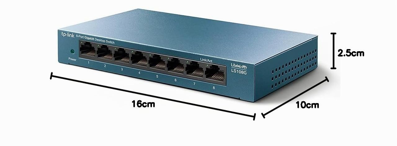 TP-Link TL-LS108G LAN Switch 8 Port Netzwerk Switch (Plug-and-Play Gigabit Switch LAN Splitter, Ethernet Hub lüfterlos, Robustes Metallgehäuse) (Packung mit 2)
