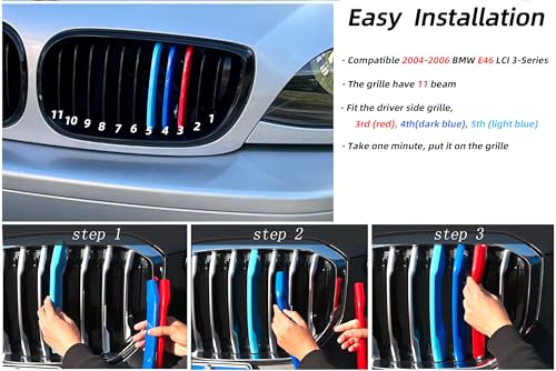 Image of Grille color stripes Compatible with BMW accessories 2004-2006 E46 LCI 3 Series 2-Door Coupe 325ci 330ci 11-Beam Kidney Grill 11-Beam