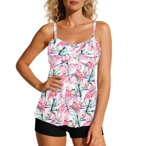 Image of Century Star 2026 Modest Tankini Swimsuits for Women | Tummy Control Two Piece Bathing Suit | Tops with High Waisted Shorts