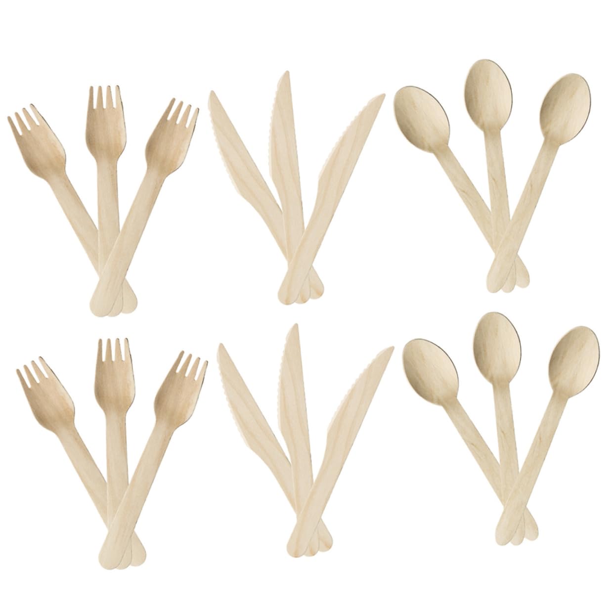 Garneck 18-piece Wooden Fork Spoon Knife Set Disposable Party Tableware Easy Cleanup