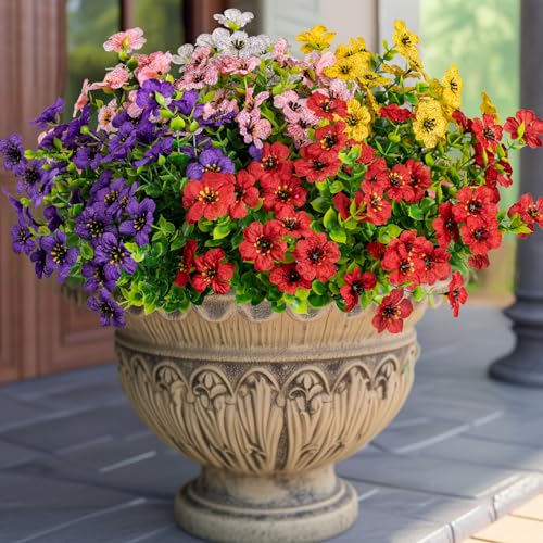 Lnoicy Artificial Flowers for OutdoorFaux Plants Decoration10pcs Plastic Flowers for Indoor GardenWeddingFarmhouseMix Color