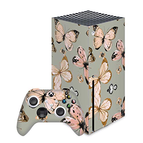 Autocollant de jeu Xbox Series X vinyle peau protection console manette motif Ninola or vert