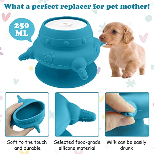 Kddfn Puppy Milk Feeder - Puppy Feeder Pet Self Feeding Device with 4 Nipples for Multiple Puppies Newborn Kitten Bottles Nursing Supplies for Puppy Feeding Station Nursing (Blue) - Image 3
