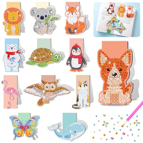 Molleyzi Geschenke Mädchen 6 7 8 9 10 Jahre: Diamond Painting Kinder Basteln Mädchen 5-12 Jahre DIY Magnetische Lesezeichen Bastelset Kinder ab 6 Jahren Kreatives Geburtstagsgeschenk Spielzeug
