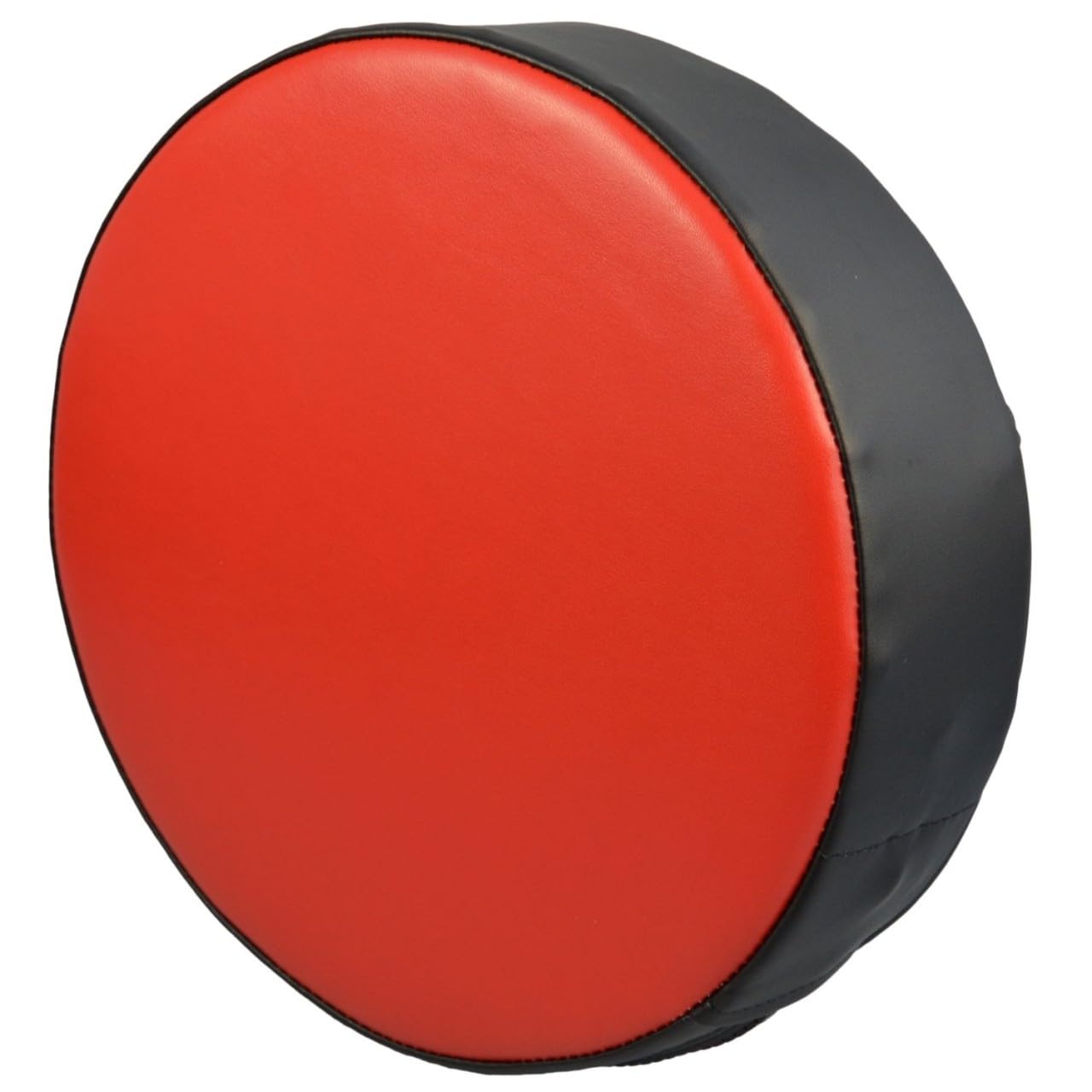 Handpratze Rund - einstellbare Griffe - 25 cm Durchmesser - Kunstleder rot-schwarz - Kickboxen, Karate, Kampfsport
